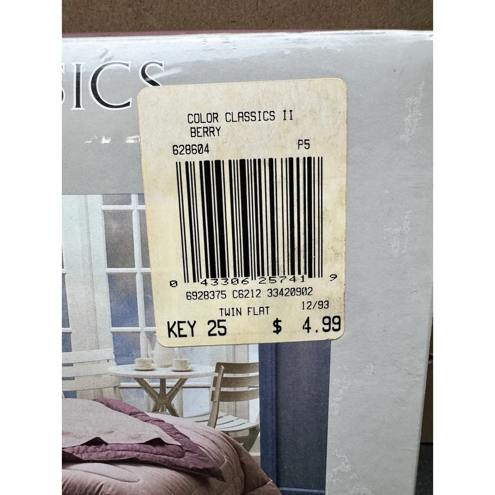 Vintage Cannon Color Classics Percale‎ Twin Flat Sheet Berry Pink USA New 1993